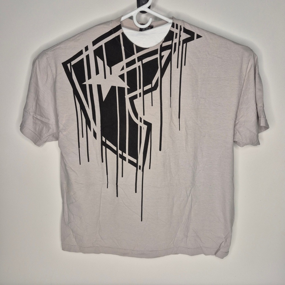 Famous Stars & Straps T-Shirt Mens 2XL Grey Black Drip Graphic Logo Short Sleeve